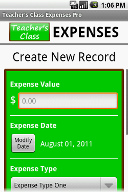 New Expense Record